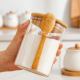 Glass Jar with Wooden Lid and Spoon Large